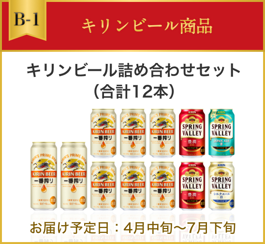 B-1 キリンビール商品 キリンビール詰め合わせセット（合計12本） お届け予定日：4月中旬～7月下旬